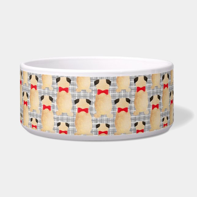 Pug Dog Christmas Ceramic Bowl (Front)
