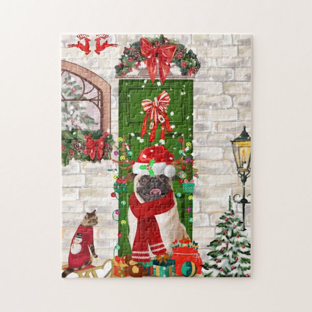 Pug Dog Christmas  Jigsaw Puzzle (Vertical)
