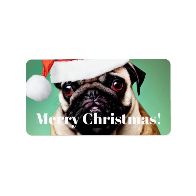 Pug Dog Christmas Label (Front)