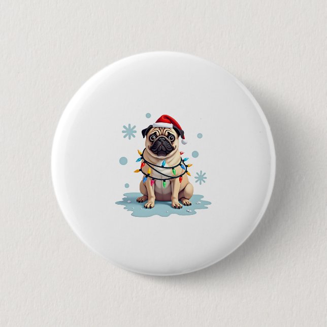 Pug Dog Christmas Men Women (2) 6 Cm Round Badge (Front)