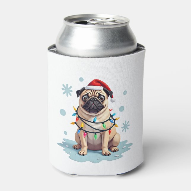 Pug Dog Christmas Men Women (2) Can Cooler (Can Front)