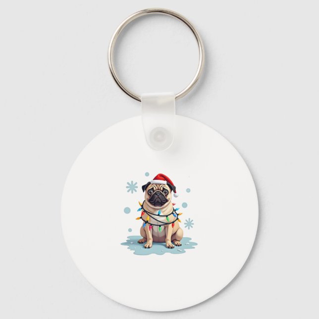 Pug Dog Christmas Men Women (2) Key Ring (Front)