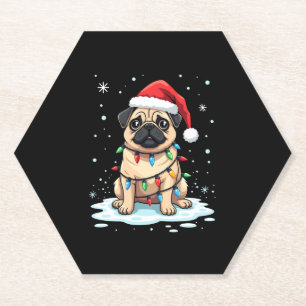 Pug Dog Christmas Men Women (2) Paper Coaster