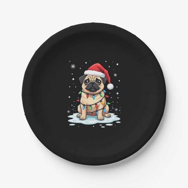 Pug Dog Christmas Men Women (2) Paper Plate (Front)