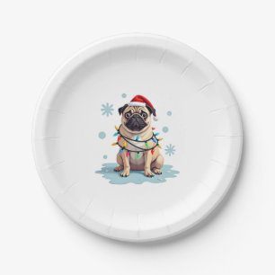Pug Dog Christmas Men Women (2) Paper Plate