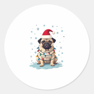 Pug Dog Christmas Men Women (3) Classic Round Sticker