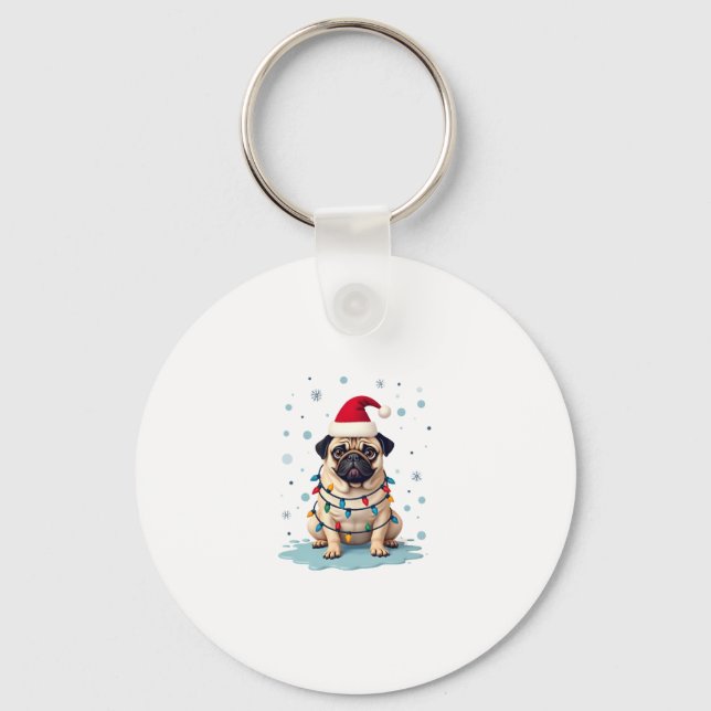 Pug Dog Christmas Men Women (3) Key Ring (Front)