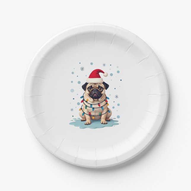 Pug Dog Christmas Men Women (3) Paper Plate (Front)