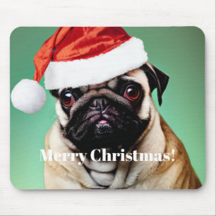 Pug Dog Christmas Mouse Pad