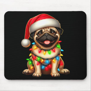 Pug Dog Christmas Tree Lights Santa Xmas Pajama Do Mouse Pad