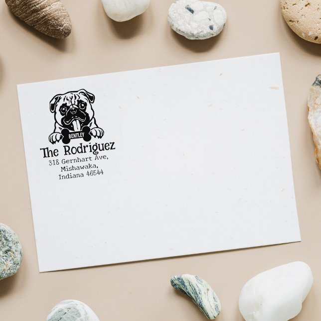 Pug Dog, Custom Return Address,  Rubber Stamp (Creator Uploaded)