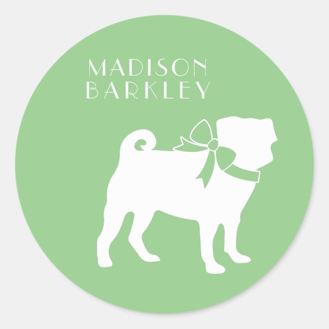 Pug Dog Cute Classic Round Sticker (Front)