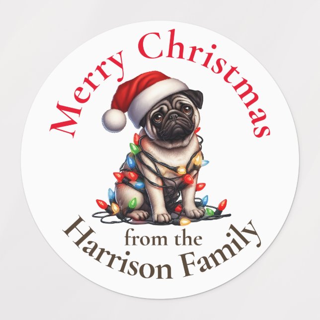 Pug dog Cute Pet Watercolor Christmas Wishes (Design 1)