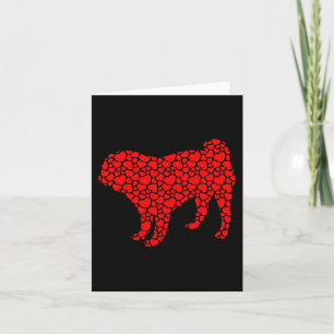 Pug Dog Cute Silhouette Heart Valentine  Card