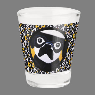 Pug Dog Dad Men Black Gold Unique Photo Gift Puppy Shot Glass