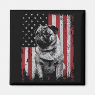 Pug Dog Dad Mum America 4th of July Patriotic USA Magnet