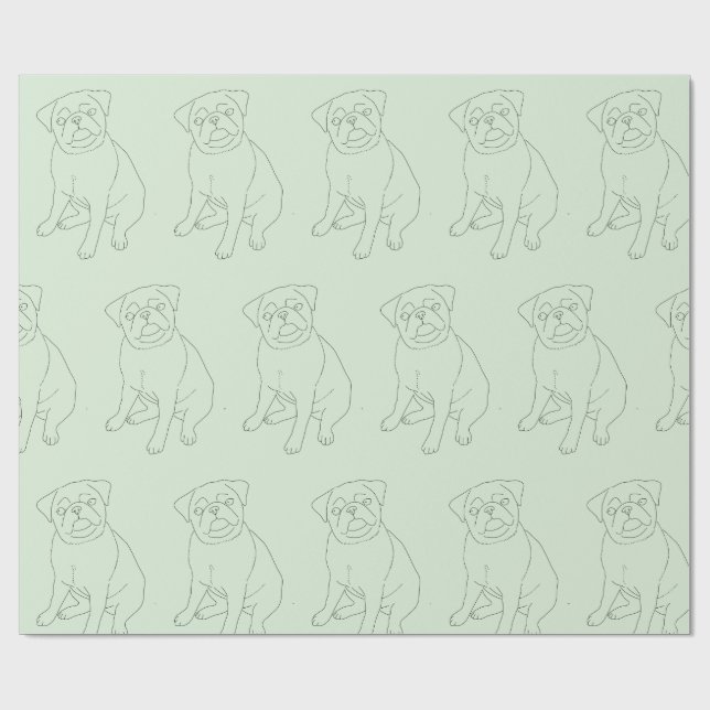 Pug Dog Decorated Wrapping Paper (Flat)