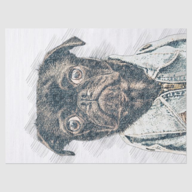 Pug Dog Decoupage Tissue Paper (Front)