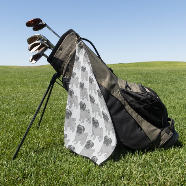 Pug Dog Design Any Colour Background Golf Towel (Green)