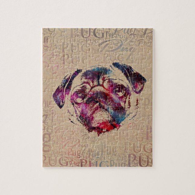 Pug dog Digital Art Jigsaw Puzzle (Vertical)
