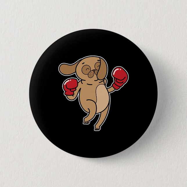 Pug Dog Does Boxing  6 Cm Round Badge (Front)