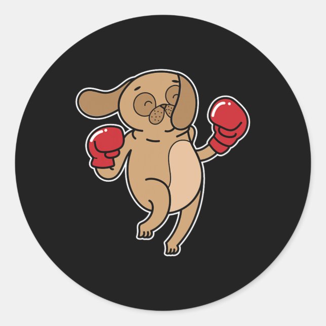 Pug Dog Does Boxing  Classic Round Sticker (Front)