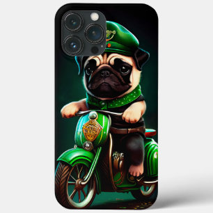 Pug Dog Driving Bike St. Patrick's Day iPhone 13 Pro Max Case
