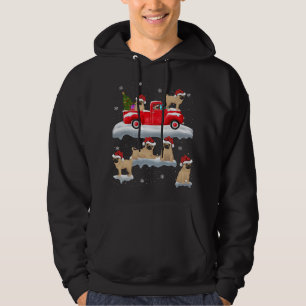Pug Dog Driving Christmas Tree Red Truck Pug Chris Hoodie