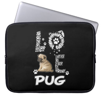 Pug dog Flower Lover Laptop Sleeve