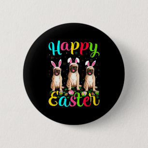 Pug Dog Funny Easter Egg Bunny Pug Happy Easter T 6 Cm Round Badge