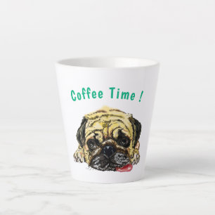 Pug Dog Funny Latte Mug - Custom Text
