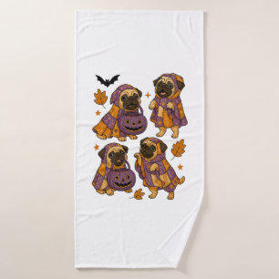 Pug Dog Ghost Halloween Spooky Bath Towel