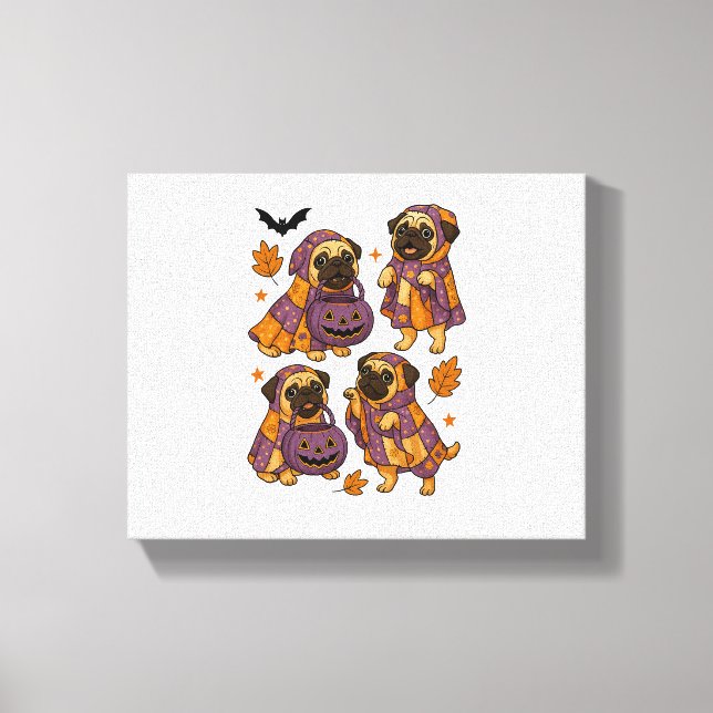 Pug Dog Ghost Halloween Spooky Canvas Print (Front)