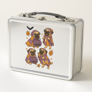 Pug Dog Ghost Halloween Spooky Metal Lunch Box