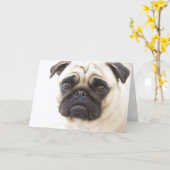Pug Dog Greeting Card (Yellow Flower)