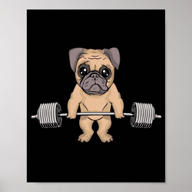Pug Dog Gym Lover Women Deadlift Men Bodybuilding Poster (Front)