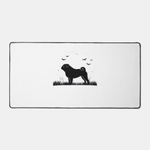 Pug Dog ? Halloween Moon Silhouette Classic T-Shir Desk Mat