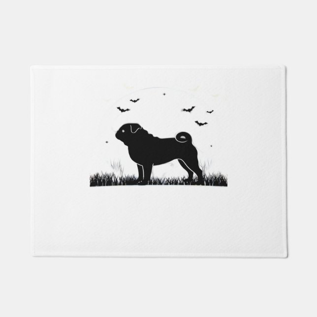 Pug Dog – Halloween Moon Silhouette Classic T-Shir Doormat (Front)