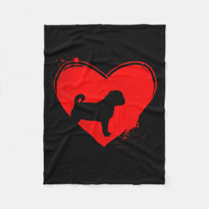 Pug Dog Heart Shape Valentine Dog Lovers  Fleece Blanket