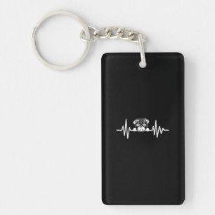 Pug Dog Heartbeat   Cute Pug Face Key Ring