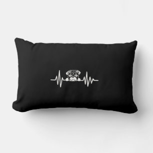 Pug Dog Heartbeat Cute Pug Face Lumbar Cushion