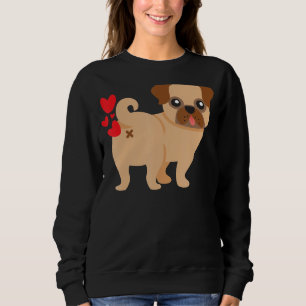 Pug Dog Hearts Funny Cute Valentines Day Sweatshirt