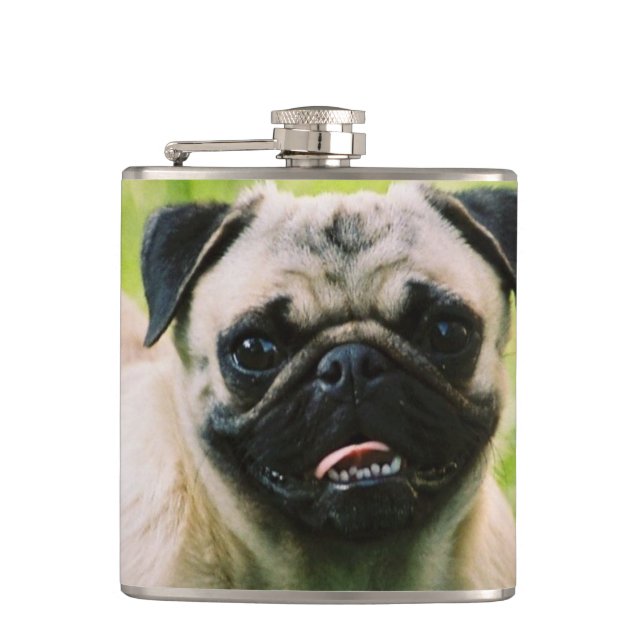 Pug Dog Hip Flask (Front)