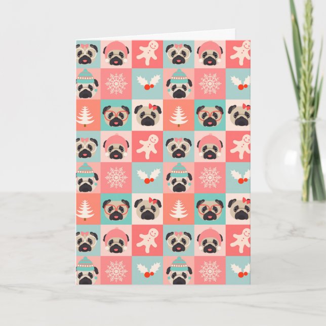 Pug Dog Holiday Card (Front)