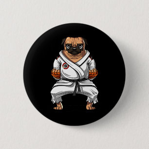Pug Dog Karate Martial Arts Kickboxing Jiu Jitsu B 6 Cm Round Badge
