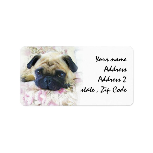 Pug dog label (Front)