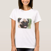 Pug Dog Ladies Fitted T-Shirt