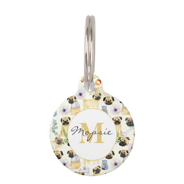 Pug dog lover personalised pet  pet tag (Front)