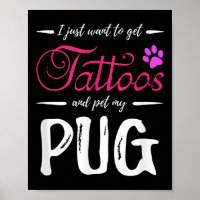 Pug Dog Lover Tattoo Funny Dog Mum Gift Idea 