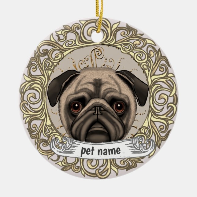 Pug Dog Loving Memory ornament (Front)